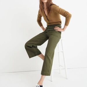 Madewell Emmett wide leg crop pants in army green size 29